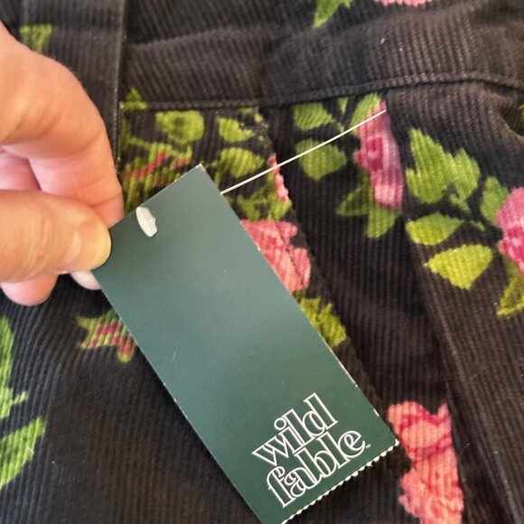 NWT Wild Fable Mini Skirt Corduroy Floral Womens S Dark Cottage Whimsigoth Pink - Picture 5 of 10